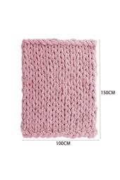 Living and Home Chunky Knit Throw Blanket 100x150cm in Baby Pink - Size: 100x150 cm - thumbnail 6