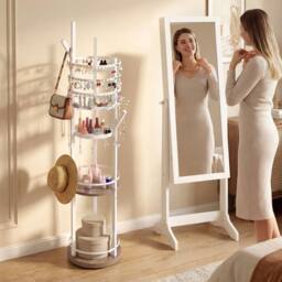 Costway Rotating Jewelry Stand Jewelry Display Tower w/Earring Necklace Holder - thumbnail 6