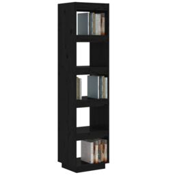 Berkfield Home Book Cabinet/Room Divider Black 40x35x167 cm Solid Wood Pine - Size: 40 x 35 x 167 cm - thumbnail 4