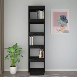 Berkfield Home Book Cabinet/Room Divider Black 40x35x167 cm Solid Wood Pine - Size: 40 x 35 x 167 cm - thumbnail 3