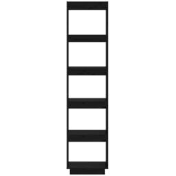 Berkfield Home Book Cabinet/Room Divider Black 40x35x167 cm Solid Wood Pine - Size: 40 x 35 x 167 cm - thumbnail 5
