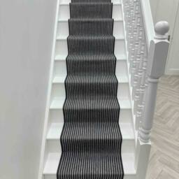 runrug Stair Runner Carpet - Reversible & Durable, 2mm - 'Pinstripe' in Black - Size: 60 cm x 720 cm - thumbnail 7