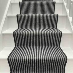 runrug Stair Runner Carpet - Reversible & Durable, 2mm - 'Pinstripe' in Black - Size: 60 cm x 720 cm - thumbnail 6