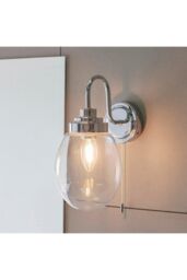 Netlighting Hampton LED 1 Light Bathroom Wall Glass Chrome Plate IP44 LED E14 in Grey - thumbnail 2