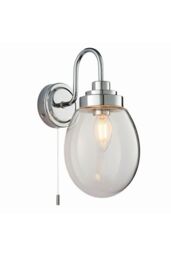Netlighting Hampton LED 1 Light Bathroom Wall Glass Chrome Plate IP44 LED E14 in Grey - thumbnail 1