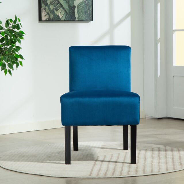 Artemis Home Valina Velvet Fabric Armless Accent in Blue - image 1