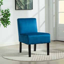 Artemis Home Valina Velvet Fabric Armless Accent in Blue - thumbnail 2