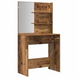 Berkfield Home Beautiful Dressing Table Set Old Wood Engineered Wood in Brown - thumbnail 4