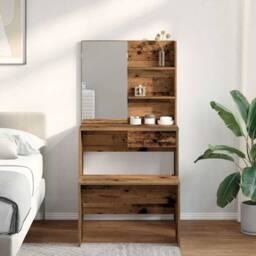 Berkfield Home Beautiful Dressing Table Set Old Wood Engineered Wood in Brown - thumbnail 1