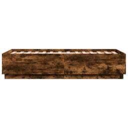 Berkfield Home Bed Frame with LED without Mattress Smoked Oak 75x190 cm Small Single in Brown - thumbnail 7