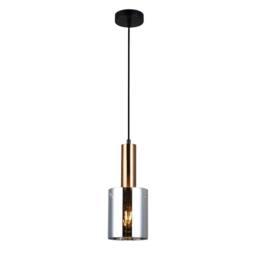 Netlighting Modern Hanging Pendant Brass 1 Light with Glass Smoky Shade E27 in Gold - thumbnail 2