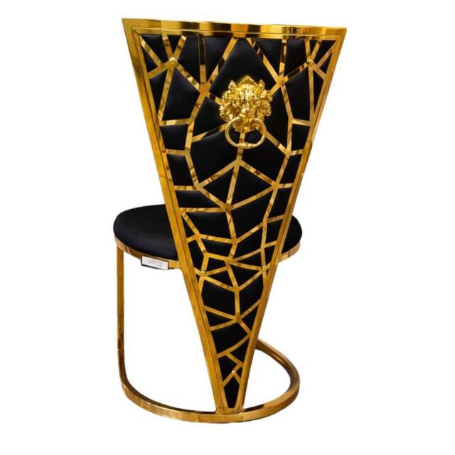 Stratus Interiors Dragon Dining Chairs Gold Geometric Accents With Lion Knocker Black Pair of 2 - image 1