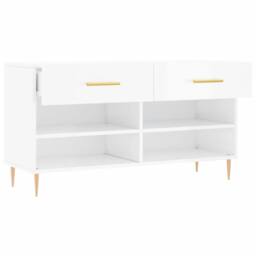 Berkfield Home Shoe Bench High Gloss White 102x35x55 cm Engineered Wood - Size: 102 x 35 x 55 cm - thumbnail 5