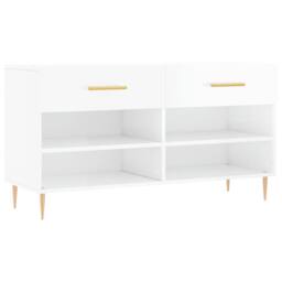 Berkfield Home Shoe Bench High Gloss White 102x35x55 cm Engineered Wood - Size: 102 x 35 x 55 cm