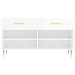 Berkfield Home Shoe Bench High Gloss White 102x35x55 cm Engineered Wood - Size: 102 x 35 x 55 cm - thumbnail 6