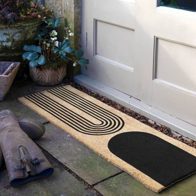 Artsy Mats Abstract Coir Doormat (120 x 40cm) in Brown - Size: 40 cm x 120 cm