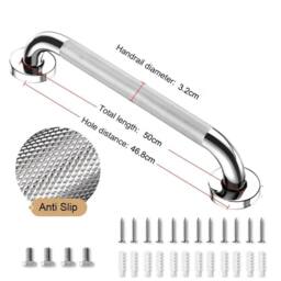 Havendro 50cm Anti Slip Shower Grab Handle Stainless Steel Bath Grab Rail in Silver - thumbnail 2