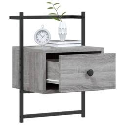 Berkfield Home Bedside Cabinet Wall-mounted Grey Sonoma 35x30x51 cm Engineered Wood - Size: 35 x 30 x 51 cm - thumbnail 3