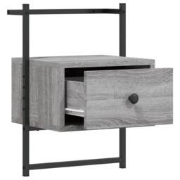 Berkfield Home Bedside Cabinet Wall-mounted Grey Sonoma 35x30x51 cm Engineered Wood - Size: 35 x 30 x 51 cm - thumbnail 8