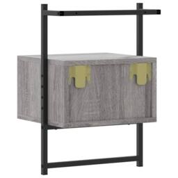 Berkfield Home Bedside Cabinet Wall-mounted Grey Sonoma 35x30x51 cm Engineered Wood - Size: 35 x 30 x 51 cm - thumbnail 7