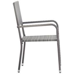 Berkfield Home Garden Dining Chairs 2 pcs Stackable Grey Poly Rattan - thumbnail 4