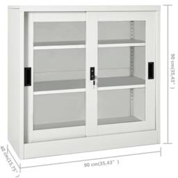 Berkfield Home Sliding Door Cabinet Light Grey 90x40x90 cm Steel - Size: 90 x 40 x 90 cm - thumbnail 9