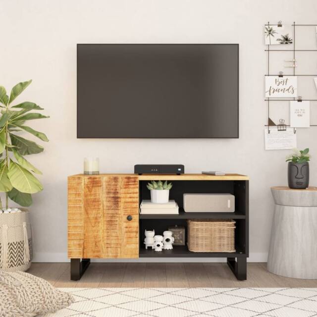 Berkfield Home TV Cabinet 80x33x46 cm Solid Wood Mango&Engineered Wood in Brown - Size: 80 x 33 x 46 cm - image 1