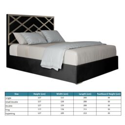 KDMD George Upholstered Soft Velvet Metal Designer Bed Frame in Black - Size: Super King - thumbnail 5