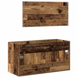 Berkfield Home Bathroom Cabinet with Mirror Old Wood Engineered Wood in Brown - thumbnail 6