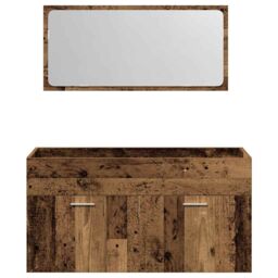 Berkfield Home Bathroom Cabinet with Mirror Old Wood Engineered Wood in Brown - thumbnail 4