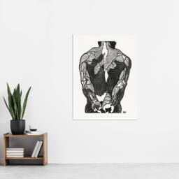 "Artery8 Anatomical study of mans back muscles Stolk Wall Art Poster Print in White - Size: W18"" x H24""" - thumbnail 4