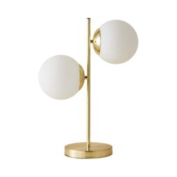 ValueLights Jas Modern Gold Table Lamp With Frosted Glass Globe Shades - thumbnail 7