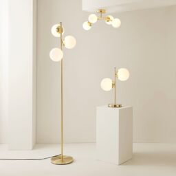 ValueLights Jas Modern Gold Table Lamp With Frosted Glass Globe Shades - thumbnail 6