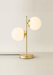 ValueLights Jas Modern Gold Table Lamp With Frosted Glass Globe Shades - thumbnail 2