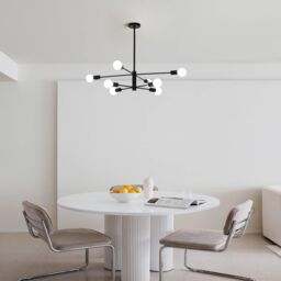 Garwarm Modern Black Sputnik Chandeliers, Adjustable Pendant Lighting Hanging Lamp Mid Century 8-Lights Industrial Ceiling Light - thumbnail 5