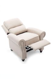 More4Homes Duxford Fabric Pushback Recliner Armchair Sofa Occasional Chair in Beige - thumbnail 4