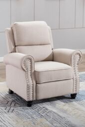 More4Homes Duxford Fabric Pushback Recliner Armchair Sofa Occasional Chair in Beige