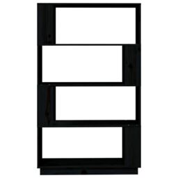 Berkfield Home Book Cabinet/Room Divider Black 80x25x132 cm Solid Wood Pine - Size: 80 x 25 x 132 cm - thumbnail 5