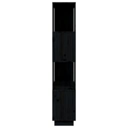 Berkfield Home Book Cabinet/Room Divider Black 80x25x132 cm Solid Wood Pine - Size: 80 x 25 x 132 cm - thumbnail 6