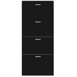 Berkfield Home Shoe Cabinet Black 59x17x150 cm Engineered Wood - Size: 59 x 17 x 150 cm - thumbnail 6