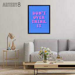 "Artery8 Don't Overthink It Simple Retro Pink Blue Black Framed Canvas Art - Size: W12"" x H16""" - thumbnail 3