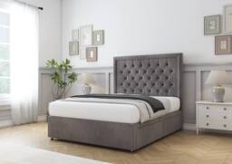 "Sloomy Amberley Naples Divan Bed Base No Drawers With 26"" Strutted Headboard & 12"" Matching Footboard in Silver - Size: Double" - thumbnail 3