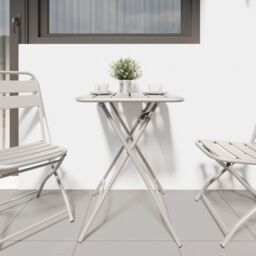Berkfield Home Folding Garden Table Beige 55x55x73 cm Steel - Size: 55 x 55 x 73 cm - thumbnail 3