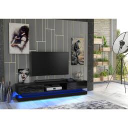 Creative Furniture Bloom TV Unit 180cm - Black with Gloss Doors & LED Lights - thumbnail 5
