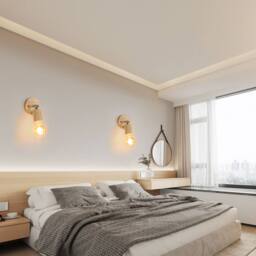 COMELY 2PCS Vintage Industrial Indoor Wall Lights, Adjustable Wood Wall Lights in Walnut - thumbnail 7