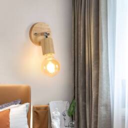 COMELY 2PCS Vintage Industrial Indoor Wall Lights, Adjustable Wood Wall Lights in Walnut - thumbnail 3