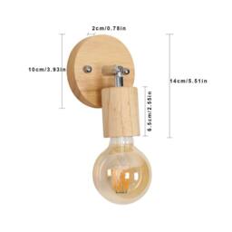 COMELY 2PCS Vintage Industrial Indoor Wall Lights, Adjustable Wood Wall Lights in Walnut - thumbnail 9
