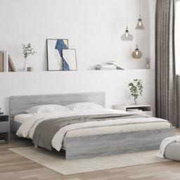 Berkfield Home Bed Frame without Mattress Grey Sonoma 180x200 cm Super King - thumbnail 1