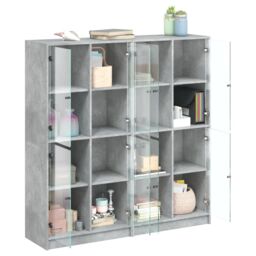 Berkfield Home Bookcase with Doors Concrete Grey 136x37x142 cm Engineered Wood - Size: 136 x 37 x 142 cm - thumbnail 4
