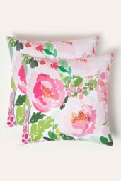 Homescapes Luxury Waterproof Pink Peony Outdoor Cushion 45 x 45 cm, Set of 2 - Size: 45 cm x 45 cm